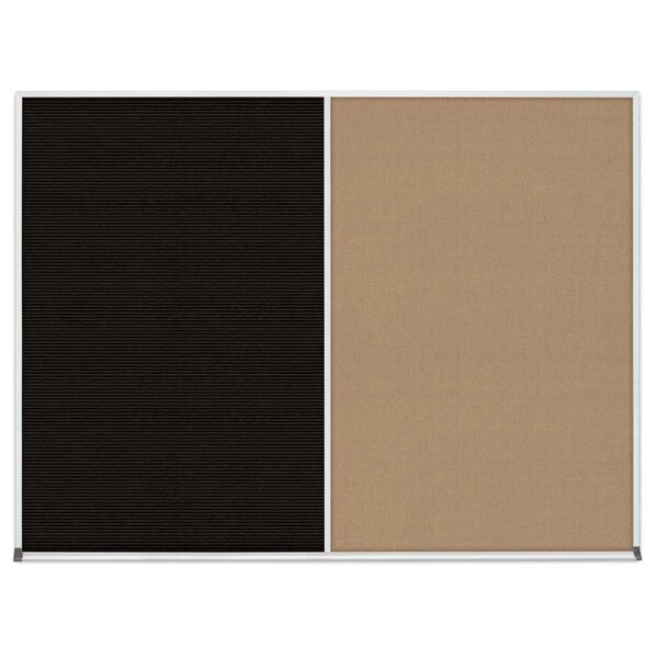 Triple Door Radius Corkboard, 96"x48", Bla, UV7006RC-BLACK-SURF